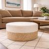 Scandilivin Homes Pouf Ottoman 100% Jute Pouffe Natural Ivory (18"x18"x12") view 1