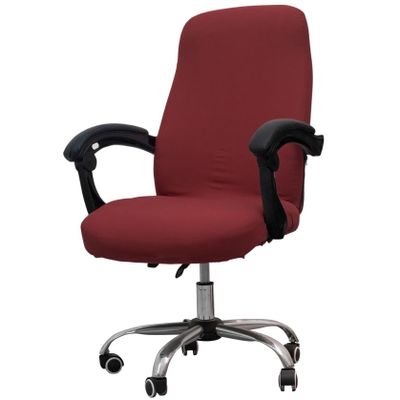 Melaluxe Office Chair Cover - Universal Stretch Desk Chair Cover, Computer Chair Slipcovers (Size: M) - Wine Red
