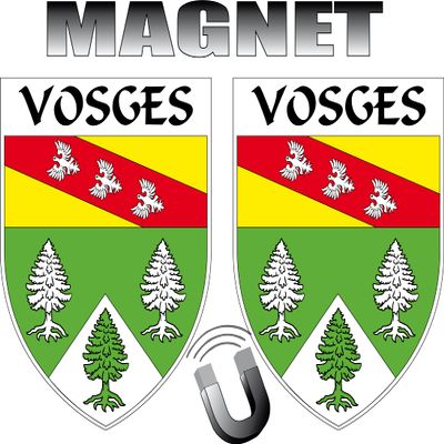 2 x VOSGES Crest Shape Fridge Magnet Department 88 Vosges 2 x Magnetic Patches 4 x 5 cm