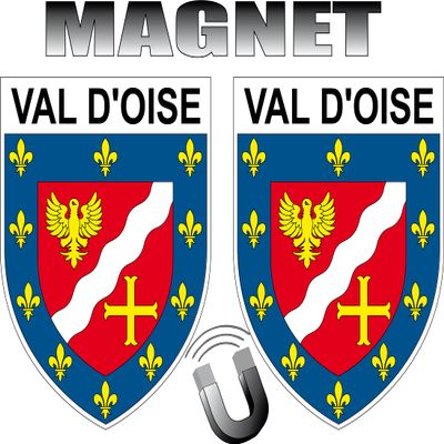2 x Val d'Oise Crest Shape Fridge Magnet Department 95 Val d'Oise 2 x Magnetic Patches 4 x 5 cm