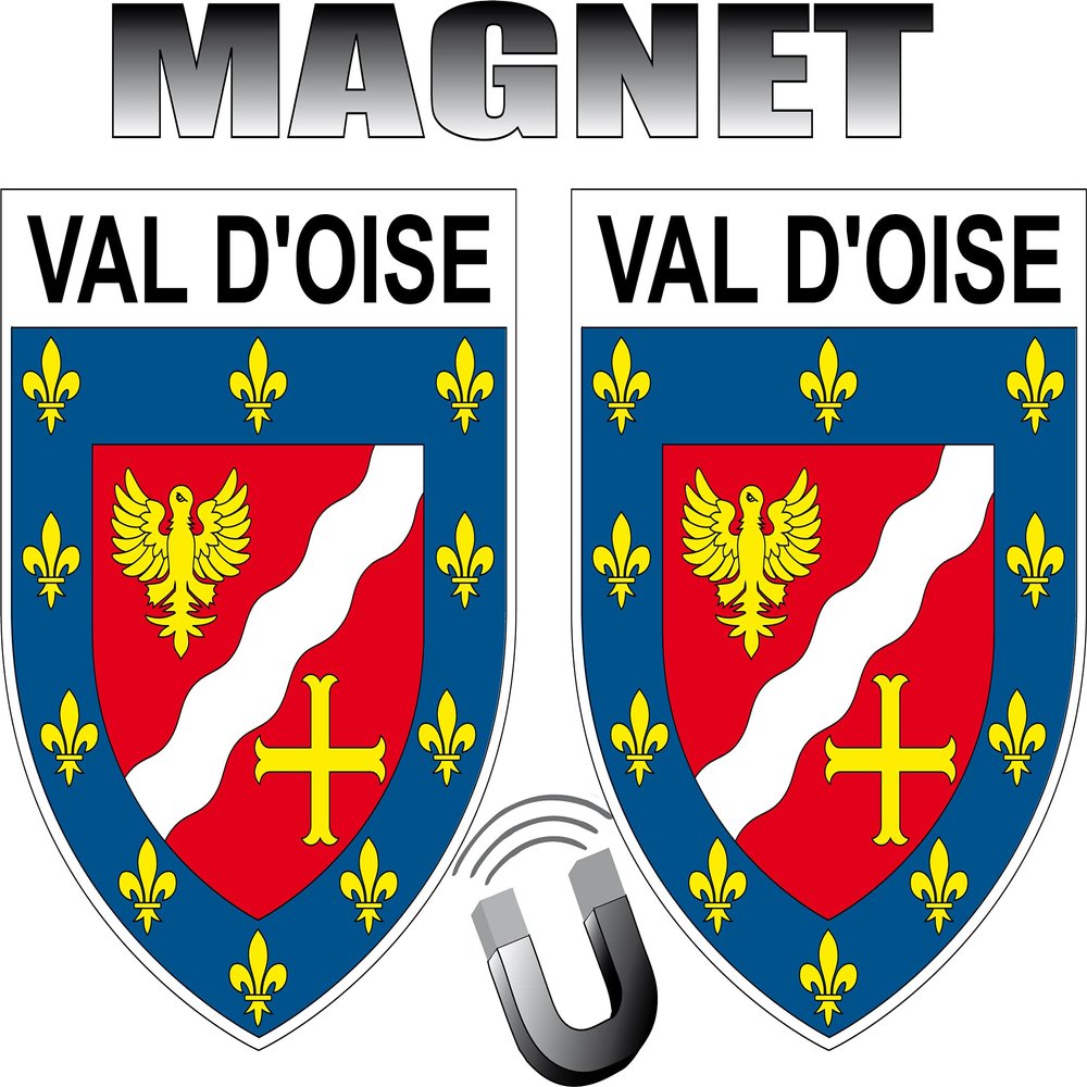 2 x Val d'Oise Crest Shape Fridge Magnet Department 95 Val d'Oise 2 x Magnetic Patches 4 x 5 cm