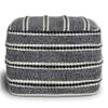 SIMPLIHOME Corrie Square Pouf - 18 inch Wide Woven PET Polyester Indoor/Outdoor Ottoman in Navy and White, Boho-Style Footstool or Extra Seating for Living Room, Bedroom, or Patio, Assembled view 4