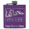 6oz Stainless Steel Flask, Join or Die, Personalized Engraving Included (Dark Purple) view 1