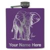 6oz Stainless Steel Flask, African Elephant, Personalized Engraving Included (Dark Purple) view 1