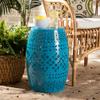 Baxton Studio Lavinia Modern and Contemporary Blue Finished Metal Outdoor Side Table view 2