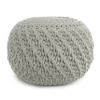 SIMPLIHOME Nisi Boho Round Knitted Outdoor/ Indoor Pouf in Light Grey Recycled PET Polyester for the Living Room, Bedroom and Kids Room view 1