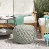SIMPLIHOME Nisi Boho Round Knitted Outdoor/ Indoor Pouf in Light Grey Recycled PET Polyester for the Living Room, Bedroom and Kids Room view 4