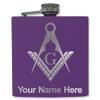 6oz Stainless Steel Flask, Freemason Symbol, Personalized Engraving Included (Dark Purple) view 1