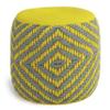 SIMPLIHOME Kent Boho Round Woven Outdoor/ Indoor Pouf in Grey and Yellow Recycled PET Polyester for the Living Room, Bedroom and Kids Room view 1