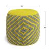 SIMPLIHOME Kent Boho Round Woven Outdoor/ Indoor Pouf in Grey and Yellow Recycled PET Polyester for the Living Room, Bedroom and Kids Room view 3