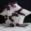 Plum Flower Girl Basket, Plum Ring Pillow, Eggplant Wedding Basket, Ring Bearer Pillow, Plum Ringkissen, Flower Girl Baskets (White, 2 Pillows) view 3