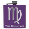 6oz Stainless Steel Flask, Zodiac Sign Virgo, Personalized Engraving Included (Dark Purple) view 1