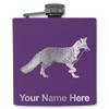 6oz Stainless Steel Flask, Fox, Personalized Engraving Included (Dark Purple) view 1