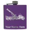 6oz Stainless Steel Flask, Tow Truck Wrecker, Personalized Engraving Included (Dark Purple) view 1