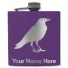 6oz Stainless Steel Flask, Crow, Personalized Engraving Included (Dark Purple) view 1