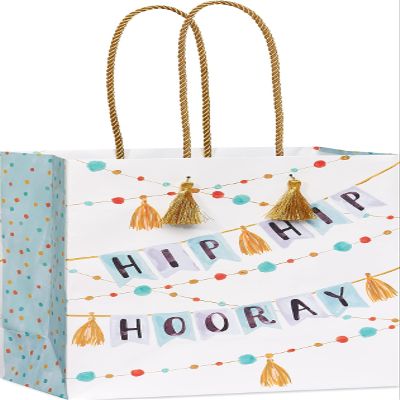 Papyrus 9" Medium Gift Bag (Hooray) for Birthdays, Weddings, Bridal Showers, Baby Showers and All Occasions (1 Bag)