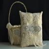 Flower Girl Basket Gold Ring Pillow Wedding Basket Ring Bearer Pillow Ivory Gold Wedding Ceremony Flower Basket, Flower Girl Baskets (White, 1 Basket) view 1