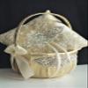 Flower Girl Basket Gold Ring Pillow Wedding Basket Ring Bearer Pillow Ivory Gold Wedding Ceremony Flower Basket, Flower Girl Baskets (White, 1 Basket) view 2