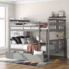 Full Over Full Bunk Bed for Kids Adults Teens, Solid Wood Bunk Bed with 2 Drawers and Safety Guard Rail, Can Be Converted Into 2 Independent Beds, Apply to Bedroom/Dormitory (Gray+Drawers) view 1