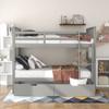 Full Over Full Bunk Bed for Kids Adults Teens, Solid Wood Bunk Bed with 2 Drawers and Safety Guard Rail, Can Be Converted Into 2 Independent Beds, Apply to Bedroom/Dormitory (Gray+Drawers) view 3