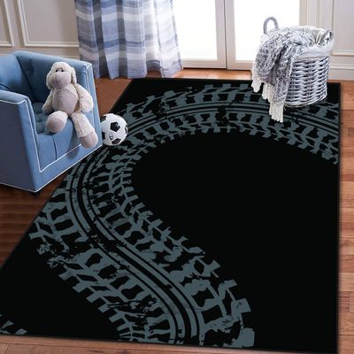 ZCVJPZHZMS Kids Play Area Rugs Grunge Black tire Track 3D Carpet Extra Large Rug Kids' Bedroom Playroom Nursery Dcor for Boys Girls, Learning & Playing 5x8 ft, 5 feet X 8 feet