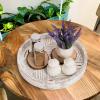 12 Inch Rustic Farmhouse Wood Lazy Susan Turntable for Table, Tomoaza White Herringbone Decorative Turntable Tray, Dining Table Centerpiece and Cabinet Organizer view 4