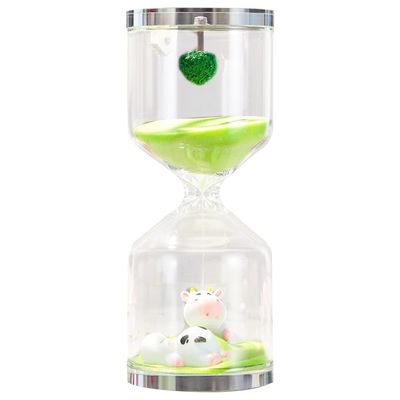 WAYUTO Cartoon Sand Hourglass Timer 30 Minutes Timer Cow Sand Clock Vintage Hour Glass Sand Watch for Desktop Decor Birthday Gift Wedding Gift Kitchen Home Office Decoration, Green