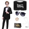 Btriger Ring Bearer Security Set for Wedding - Spy Agent Themed Ring Box with Badge, Sunglasses & Task Card - Kids Ring Ceremony Kit view 1