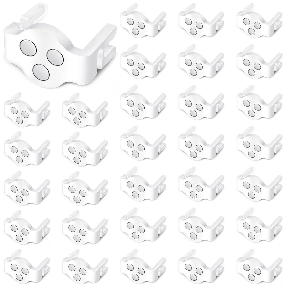 100 Pieces C9 Magnetic Christmas Light Clips Magnet Christmas Socket Clips Hooks for Sockets Roof Gutters Outside Patio Holiday Lighting (White)