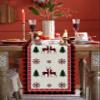Burlap Christmas Table Runner Christmas Deer Xmas Tree Snowflakes Black Red Buffalo Check Plaid Farmhouse Table Runner for Christmas Holiday Party Wedding Dining Table Dresser Decoration 14"x72" view 2