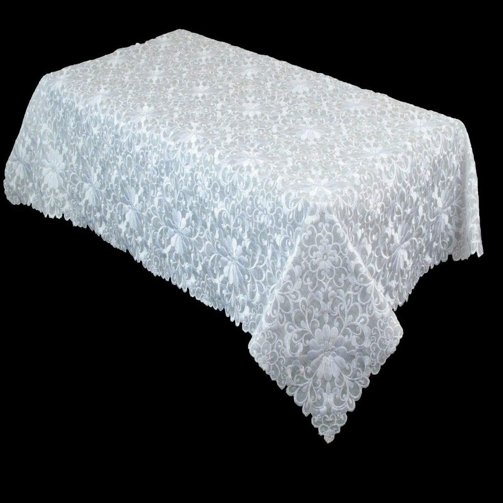 54x72 White Rectangle Embroidery Napkins Wedding Ceremony Bridal Shower Tablecloth
