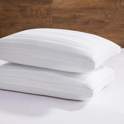 downluxe Goose Feather and Down Pillows - 2 Pack Gusseted Hotel Collection Feather Pillows Set of 2 for Back, Stomach or Side Sleepers, Queen Size (18"x26"x2")