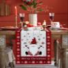 Burlap Christmas Table Runner Merry Christmas Happy Gnome on Retro Wooden Red Snowflakes Checkered Farmhouse Table Runner for Christmas Holiday Party Wedding Dining Table Dresser Decoration 14"x72" view 2