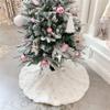 CH01 Faux Fur Christmas Tree Skirt White Plush Skirt for Merry Christmas Party Christmas Tree Decoration 90cm Snowflake Gold view 1