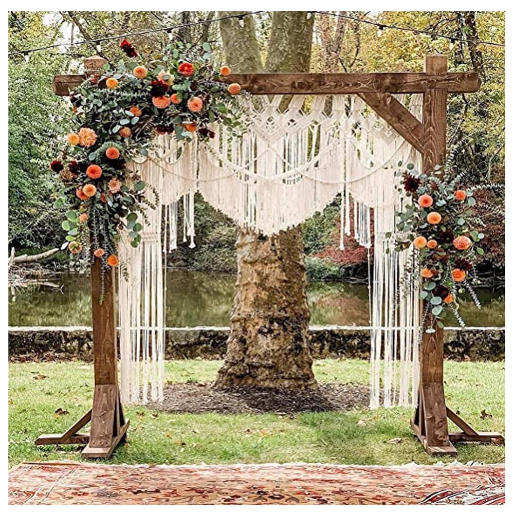 Bohemian Macrame Wedding Backdrop Decor Boho Chic Macrame Wall Hanging Style Macrame Tapestry Macrame Curtain & Macrame Arch (W 60 X L 85)
