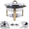 3.5L Stainless Steel Gold-Accented Chafer Buffet Server And Food Warmer Container Round Chafing Dish with Food Pan, Water Pan, Lid, Frame And Fuel Holder,6 view 4