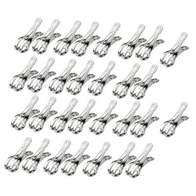 Beach Towel Clips Clamps Stainless Steel, Large Heavy Duty Quilt Clothespins Peg Clamps, Windproof Clips Clothes Pin Hanger for Laundry, Kitchen, Bathroom, Garden, School, Hospital, Outdoor 30PCS
