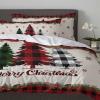 3 Piece Comforter Cover Set Queen, Merry Christmas Plaid Xmas Tree and Snowflakes Red Lattice Border Duvet Cover Set Soft Bedding Set for Kids Teens Children Adults (1 Duvet Cover and 2 Pillowcases) view 4