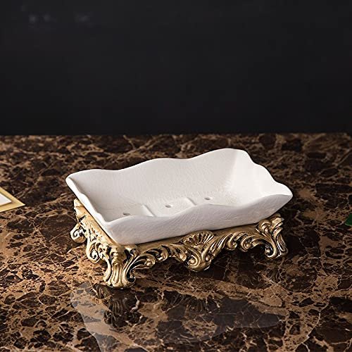 Crysdaralovebi European Style Bathroom Five-Piece Suit Bathroom Supplies White Kit Toiletries Wash Set Home Ceramics Decorative Accessories (Soap Box)