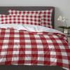 3 Piece Comforter Cover Set California King, Christmas Pastoral Style Red and White Buffalo Plaid Duvet Cover Set Soft Bedding Set for Kids Teens Children Adults (1 Duvet Cover and 2 Pillowcases) view 4