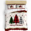 3 Piece Comforter Cover Set Twin, Merry Christmas Plaid Xmas Tree and Snowflakes Red Lattice Border Duvet Cover Set Soft Bedding Set for Kids Teens Children Adults (1 Duvet Cover and 2 Pillowcases) view 3