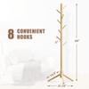 Haddockway Wooden Coat Rack Stand with 8 Hooks New Zealand Pine 3 Adjustable Coat Standing Tree Easy Assembly for Coats, Hats, Scarves and Handbags for Entryway, Hallway, Bedroom, Office view 2