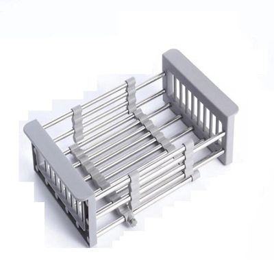 Dish Drying Rack for Kitchen Sink Adjustable Sink Drainer Basket Stainless Steel Kitchen Dish Drying Rack Over Sink Storage for Vegetable Tray Drainer-C