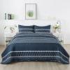 Andency Navy Quilts Queen Size, 3 Pieces Queen Quilt Bedding Set Boho Lightweight Soft Striped Bedspread for All Season (90"x96"), Printed Bohemian Microfiber Reversible Coverlet Comoforter Sets view 1