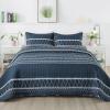 Andency Navy California King Quilt Set, 3 Pieces Boho Lightweight Soft Striped Cal King Bedspread for All Season (112"x104"), Printed Bohemian Microfiber Reversible Coverlet Comforter Sets view 1