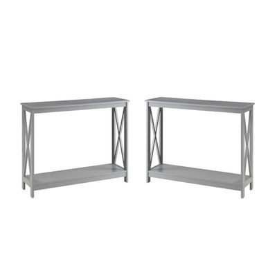 Home Square 2 Piece Wood Console Table Set in Gray