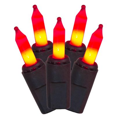 Vickerman 50 Light LED Orange Dura-Lit Mini Lights, Black Wire