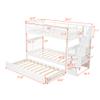 KLMM Twin Over Twin Stairway Bunk Bed for Kids/Teenager/Adults, Bunk Bed Frame with Trundle and 4 Storage Shelf, Can Be Divided Into 2 Separate Beds, Bedroom Dorm Furniture (White-Trundle) view 2