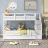 KLMM Twin Over Twin Stairway Bunk Bed for Kids/Teenager/Adults, Bunk Bed Frame with Trundle and 4 Storage Shelf, Can Be Divided Into 2 Separate Beds, Bedroom Dorm Furniture (White-Trundle) view 3