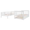 KLMM Twin Over Twin Stairway Bunk Bed for Kids/Teenager/Adults, Bunk Bed Frame with Trundle and 4 Storage Shelf, Can Be Divided Into 2 Separate Beds, Bedroom Dorm Furniture (White-Trundle) view 4